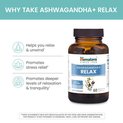 Himalaya Ashwagandha+ Relax ashwagandha root image conveys adaptogenic balance