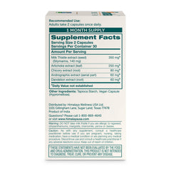 Himalaya Milk Thistle Liver Support ingredients chart highlights artichoke and chicory.