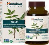 Himalaya Neem bottle cap, 600 mg caplets for daily use.
