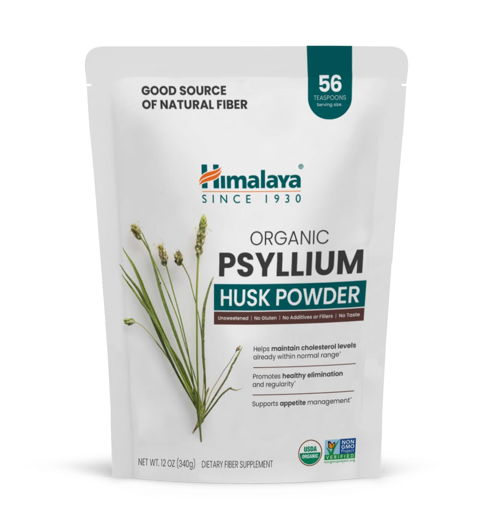 Himalaya Psyllium Husk Powder tub, organic fiber for daily regularity.