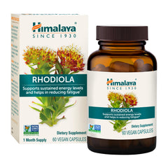 Himalaya Rhodiola Rosea capsules in a bottle for energy support.