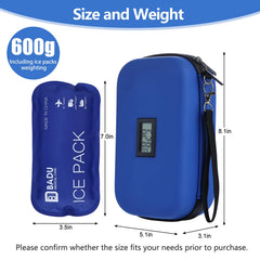 HIMDUZE insulin cooler travel case ice packs blue reusable packs maintain cooling while traveling