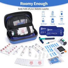 HIMDUZE insulin cooler travel case interior blue shows removable bag for pens and syringes