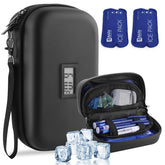 HIMDUZE insulin cooler with temperature display showing real-time temperature during travel