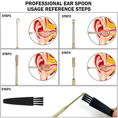 Hion ear wax removal tools with cleaning brush included.