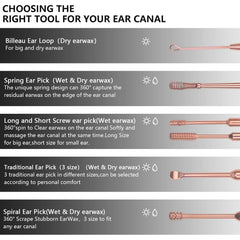 Hion spring ear picker in rose gold for effective wax removal and safe handling.