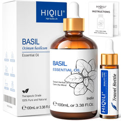 HIQILI Aceite Esencial de Albahaca en frasco de 100 ml para aroma calmante