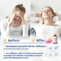 HIQILI geranium essential oil bottle for skincare blends and natural care.