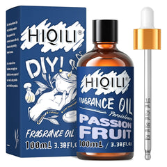HIQILI passion fruit fragrance oil bottle enhances candles with bright tropical aroma.