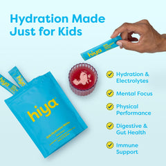 HIYA travel pack berry flavor provides convenient hydration during practice.