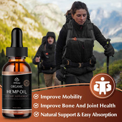 HMone Hemp Oil label highlights organic, non-GMO quality and safety.