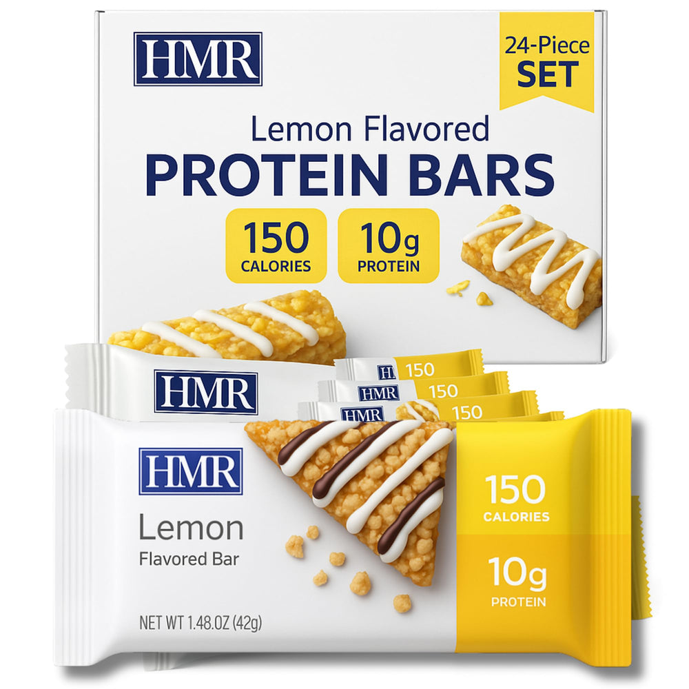 HMR Lemon Bar pack shot showing a convenient 24-count snack option