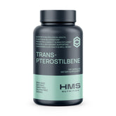 HMS Nutrition Potent Trans-Pterostilbene bottle showing potency and vegan formula.