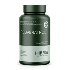 HMS Nutrition Resveratrol 1400mg bottle capsules for daily antioxidant support.