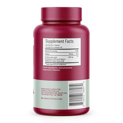 USA-made HMS Nutrition product in front of NSF-certified facility sign signals quality.