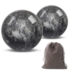 Hmsddan Baoding balls close-up with dark grey marble patterns for stress relief