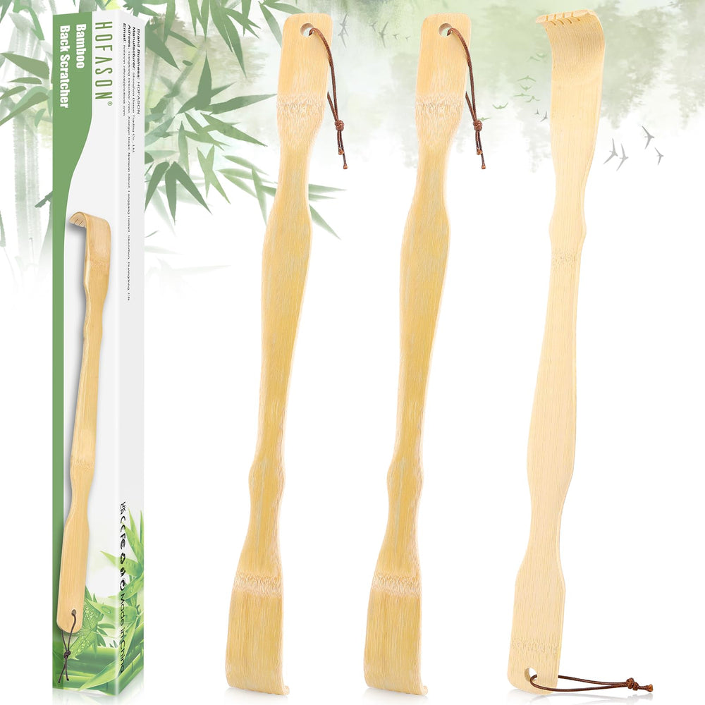 HOFASON bamboo back scratcher with a 16.5-inch handle reaches difficult spots.