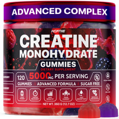 Hofnie creatine gummies bottle front for convenient daily energy and muscle support.