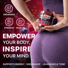 Hofnie creatine monohydrate gummies vegan sugar-free label highlights clean energy without sugar crash.