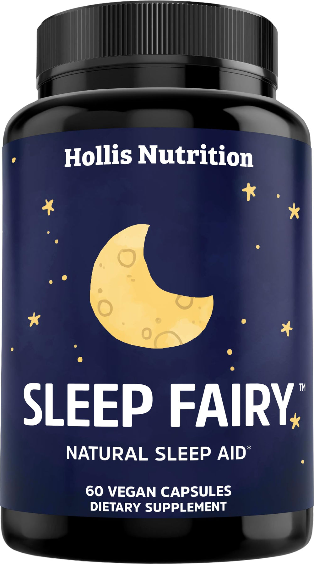 Sleep Fairy bottle showcases vegan formula for a calm nightly routine.