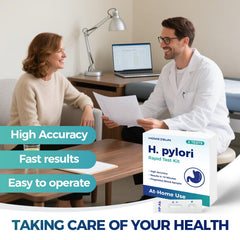HOMEDSUN H. Pylori test kit finger-prick blood sample for at-home testing.