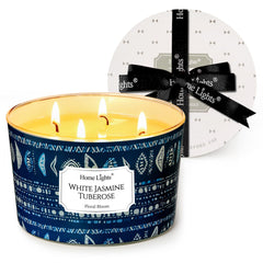 Home Lights four-wick candle offers an even burn for large rooms with lasting fragrance.