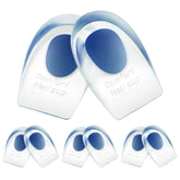 Homergy Heel Cups in a 6-pack with gel inserts for all-day comfort and arch support
