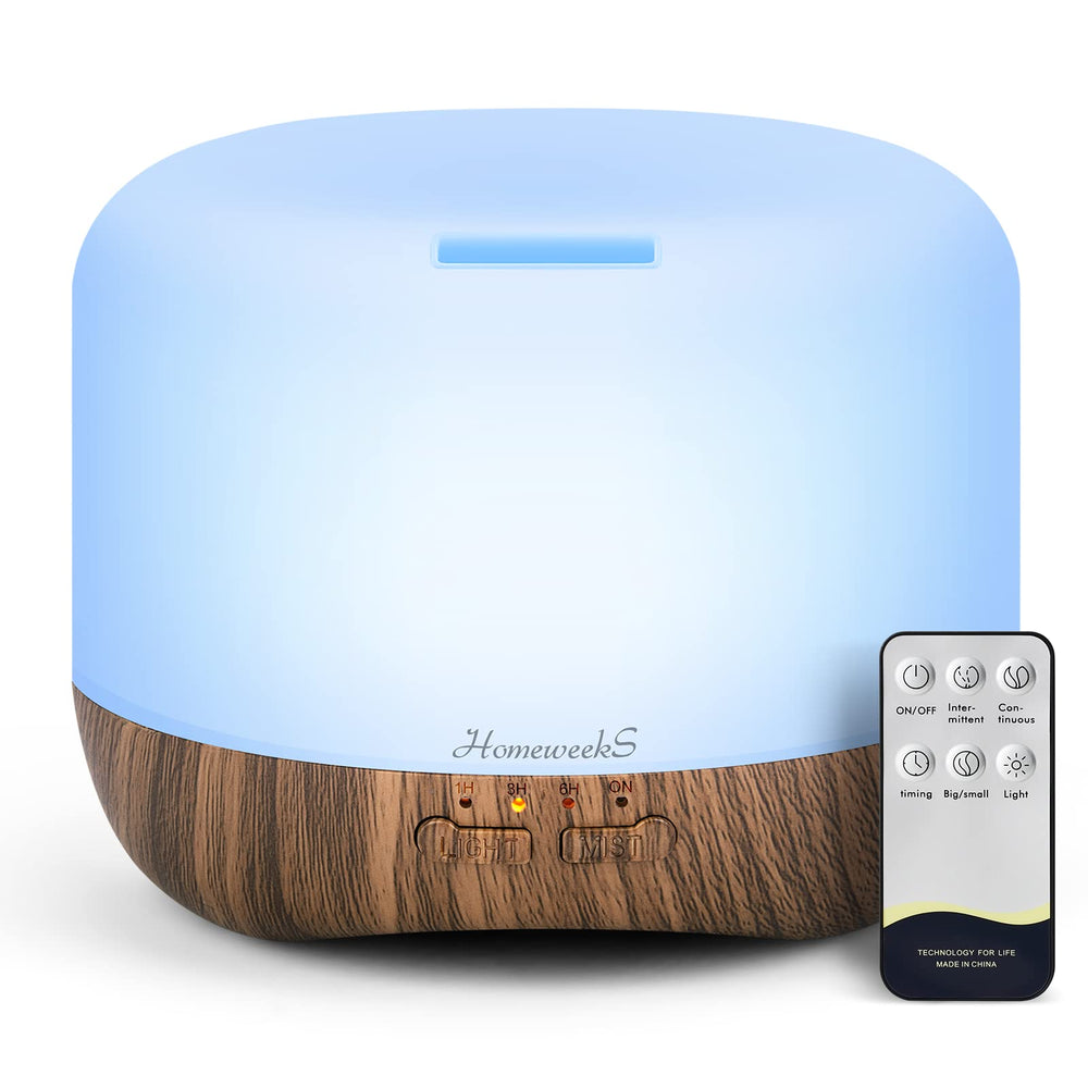 Homeweeks aromatherapy diffuser 500ml brown front view for ambient room scent.
