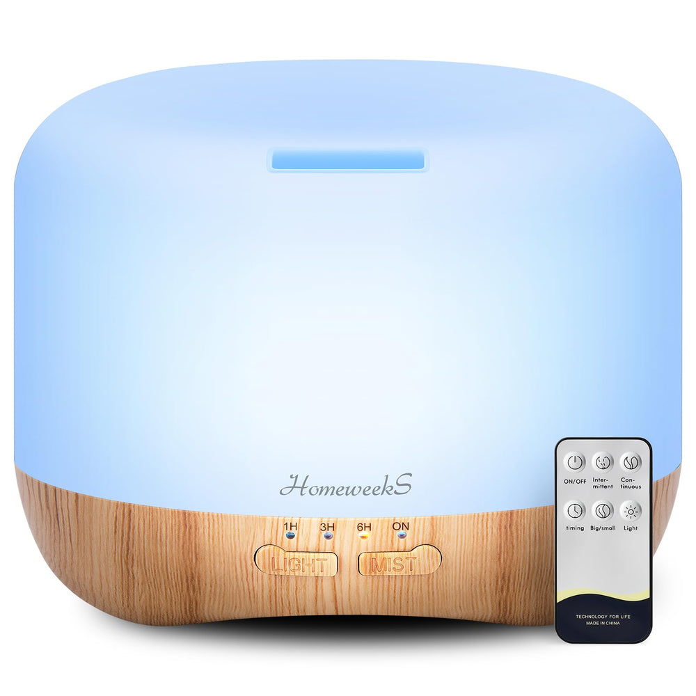 Homeweeks aromatherapy diffuser with 500ml tank for home fragrance.