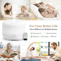 Homeweeks Aromatherapy Diffuser LED-lights display eight colors for ambient evenings.