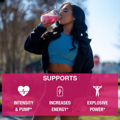 Honey Badger pre-workout ingredients panel highlights vegan, keto-friendly formula with zero sugar.