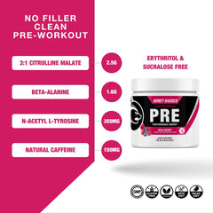 Honey Badger Wild Berry pre-workout scoop ready for quick servings.