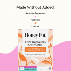 The Honey Pot Co organic cotton-core tampon for natural absorption and comfort.