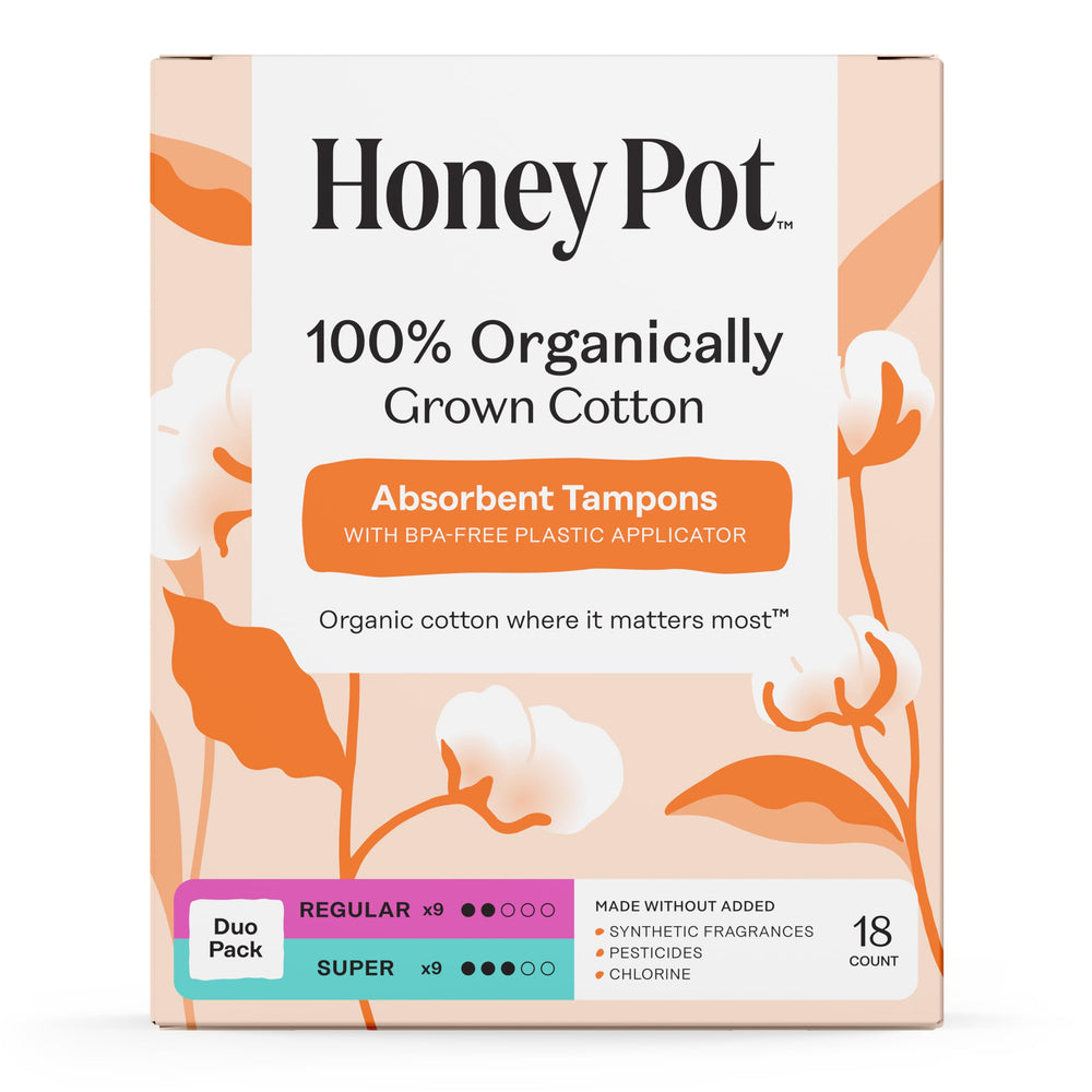 The Honey Pot Co regular tampon with bio-plastic applicator for easy insertion and daily use.