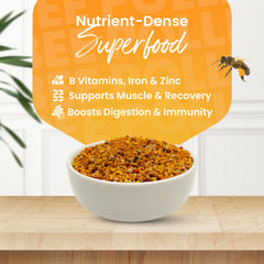 HONEYBEEZONE bee pollen granules in smoothie illustrate quick integration.