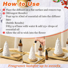 Honeydak diffuser on wooden tray adds elegant holiday decor and calm scent.