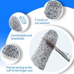 Honoson finger cots on hand in kitchen; precise grip with safe fingertips.