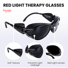 Hooga near infrared brightness reduction glasses minimize glare during sessions.