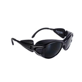 Hooga red light protective glasses with a polycarbonate lens protect eyes during therapy.