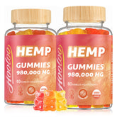 HOOLOO hemp gummies bottle front with sugar-free, fruity flavor for adults.