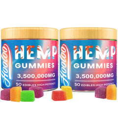 HOOLOO Hemp Gummies Big Cubes pack shot highlighting convenient bedtime use