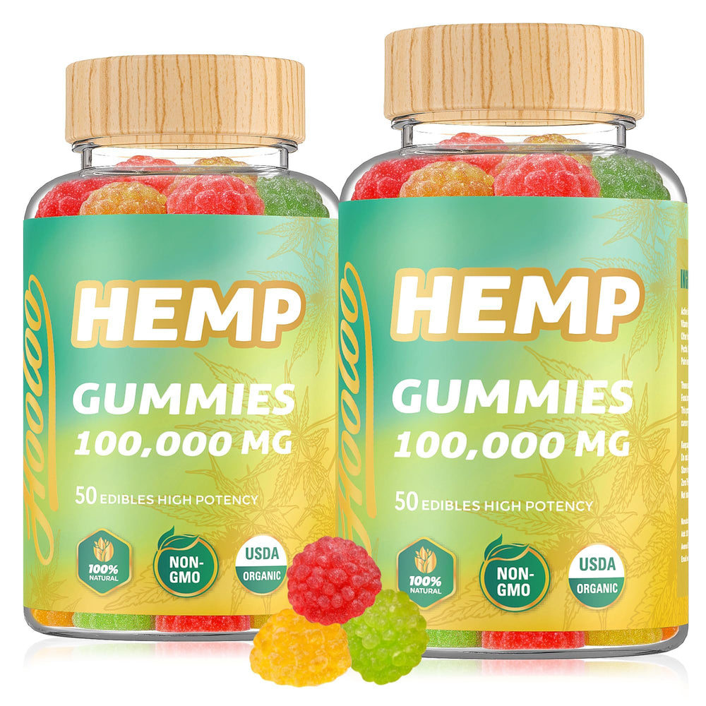 HOOLOO hemp gummies bottle label highlights USA-made quality and third-party testing.