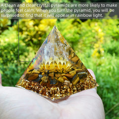 Hopeseed Orgone Pyramid Natural resin highlights crystal brilliance and resonance.