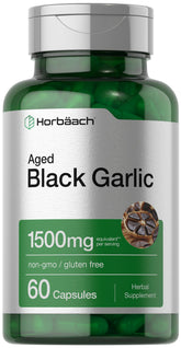 Horbaach Aged Garlic Extract cápsulas frente, uso diario suave.