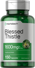 Horbaach Blessed Thistle Capsules 1600 mg bottle for daily wellness support.