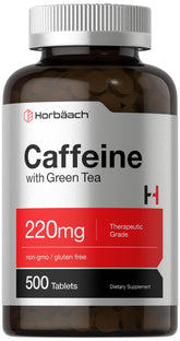 Horbäach caffeine pills 220mg bottle for sustained workout energy.