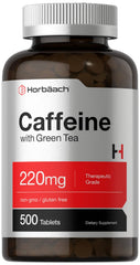 Horbäach caffeine pills 220mg bottle for sustained workout energy.