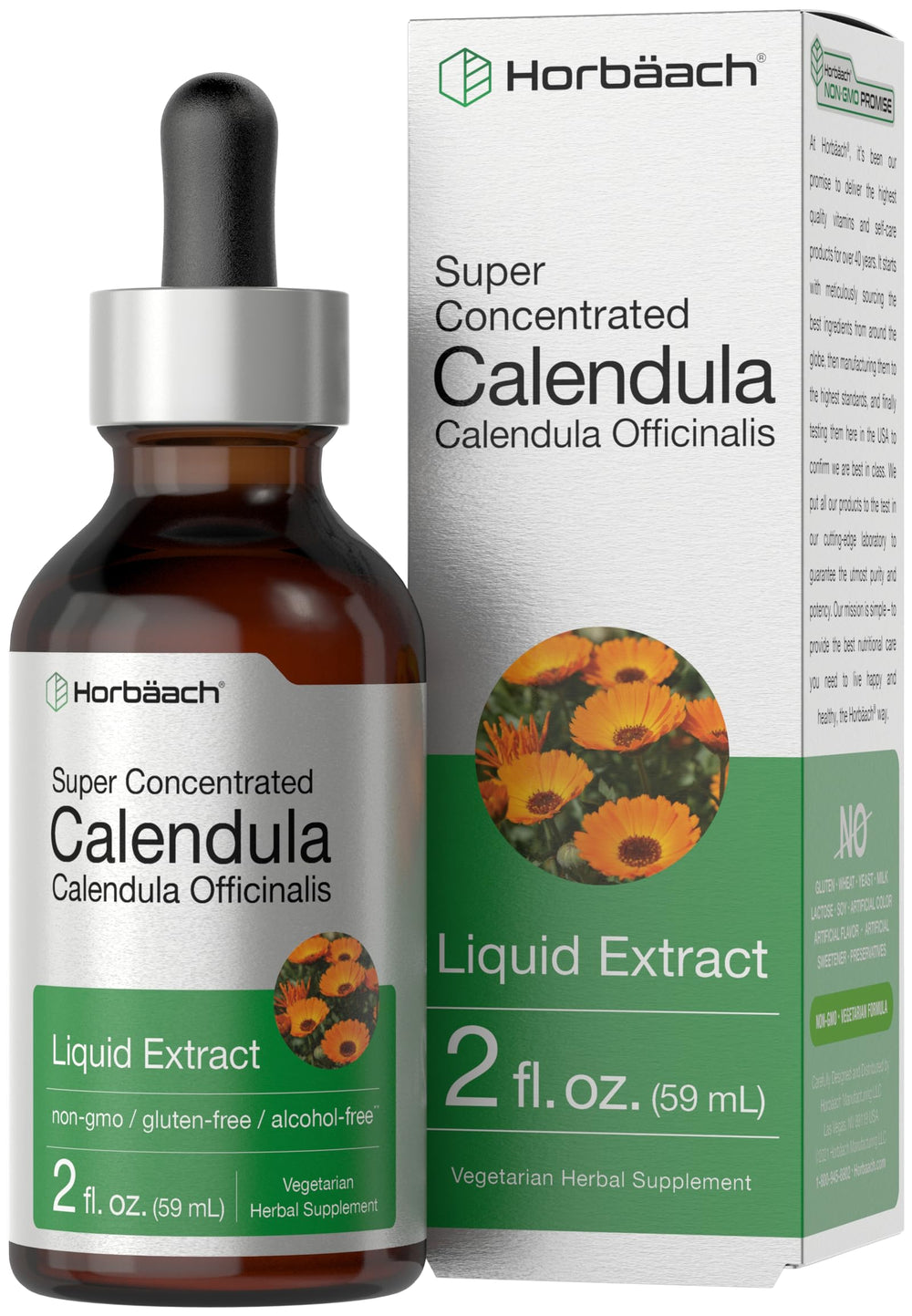 Horbäach Calendula Tincture bottle with dropper for convenient daily use.