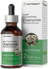 Horbäach Chamomile Extract Liquid bottle with golden floral infusion for calm evenings.