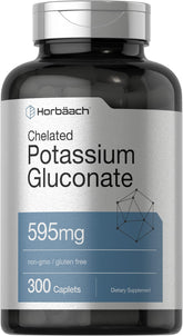 Horbäach chelated potassium gluconate bottle for a premium mineral supplement.